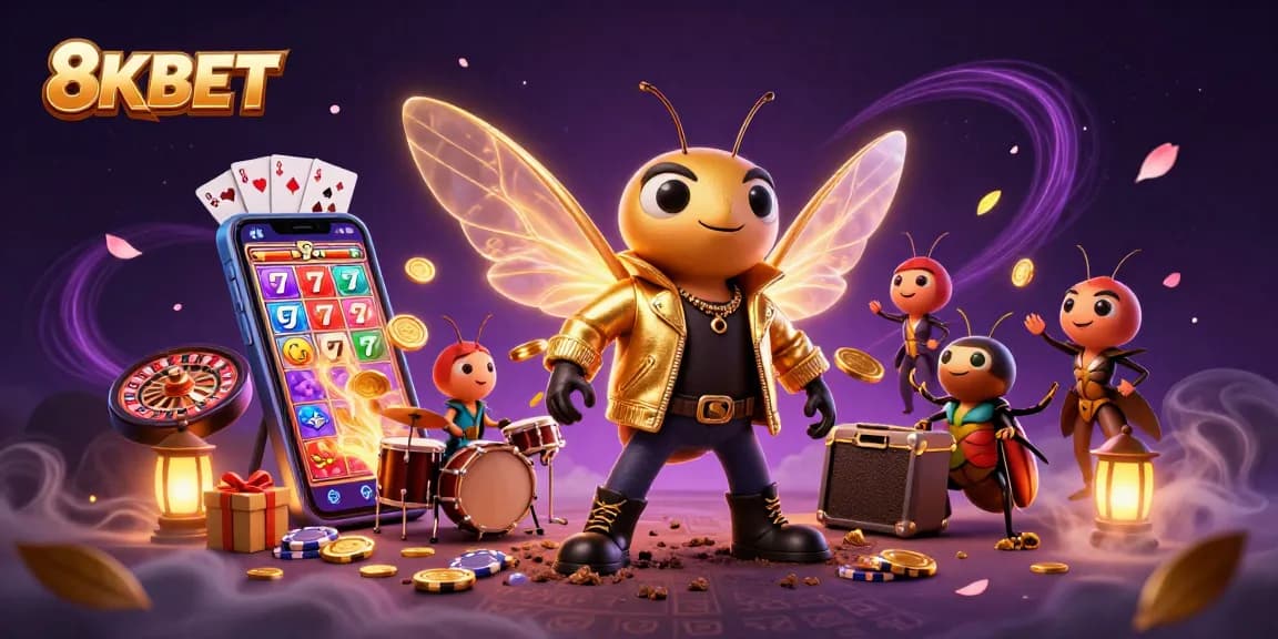 Engage with 8KBET's thrilling casino world through animated characters and games, enhancing your gaming experience.