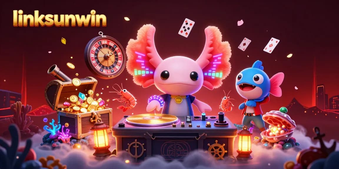 Play exhilarating games at linksunwin with a unique underwater casino illustration showcasing lively characters and vibrant elements.