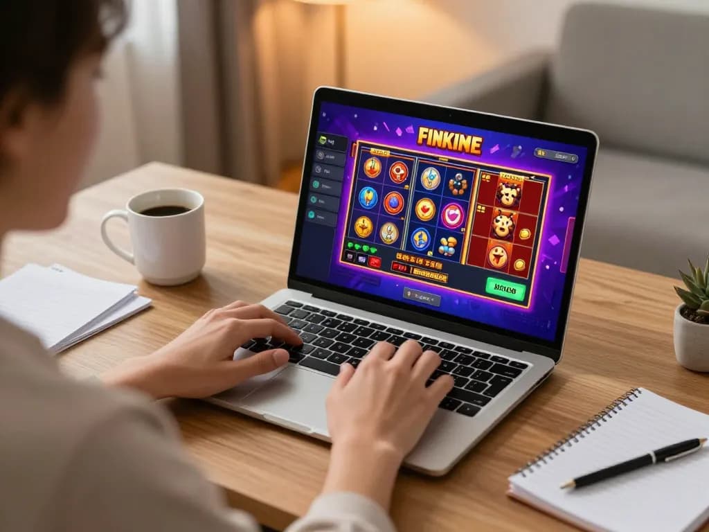 Engaging online casino scene featuring MB66 gameplay on a laptop with strategic notes nearby.