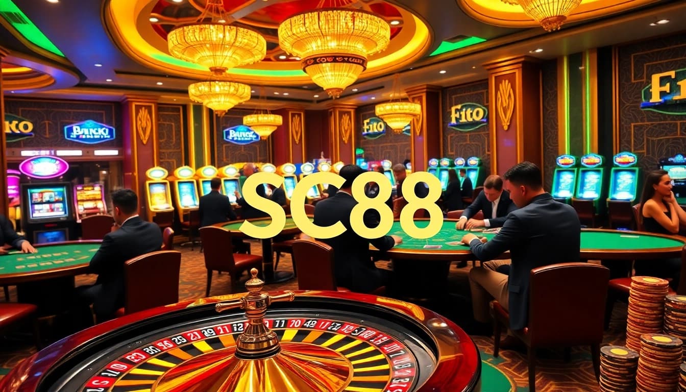 Experience thrilling gaming at SC88 with vibrant casino action featuring roulette and poker tables.