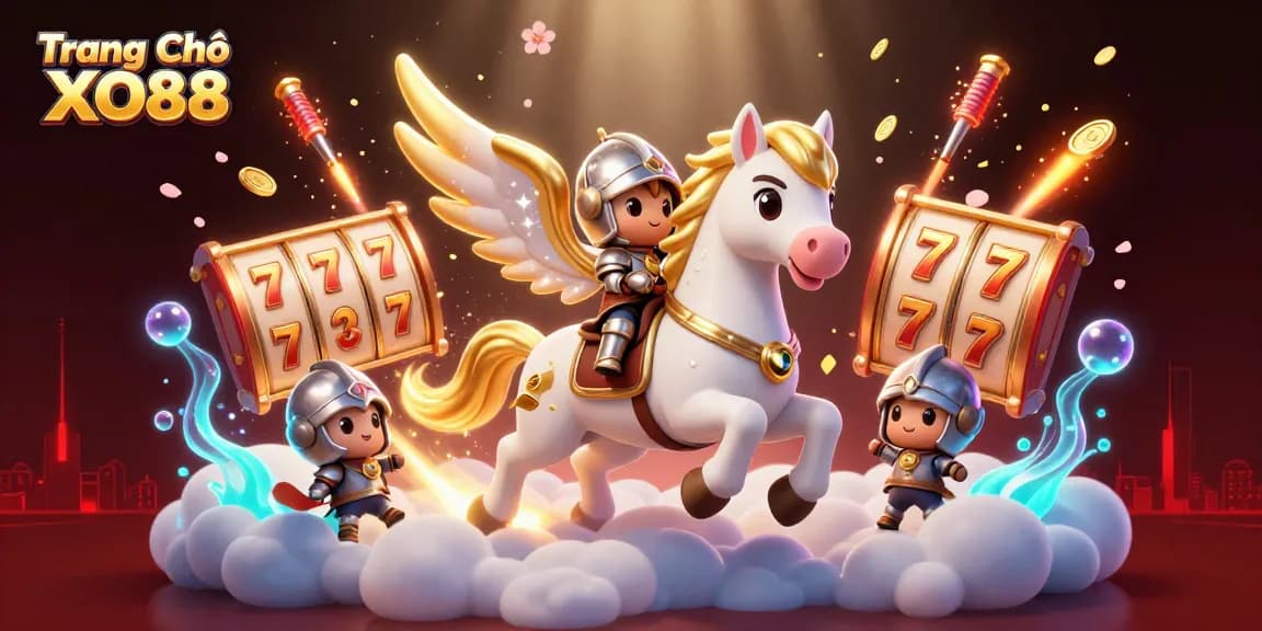 Experience gaming excitement at Trang Chủ XO88 with vibrant slot reels and golden symbols.