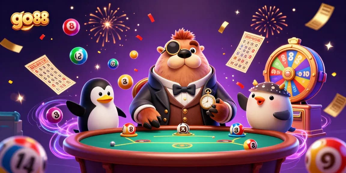 Engage with the exciting go 88 underwater poker scene featuring a walrus, penguin dealer, and pufferfish bluffer.