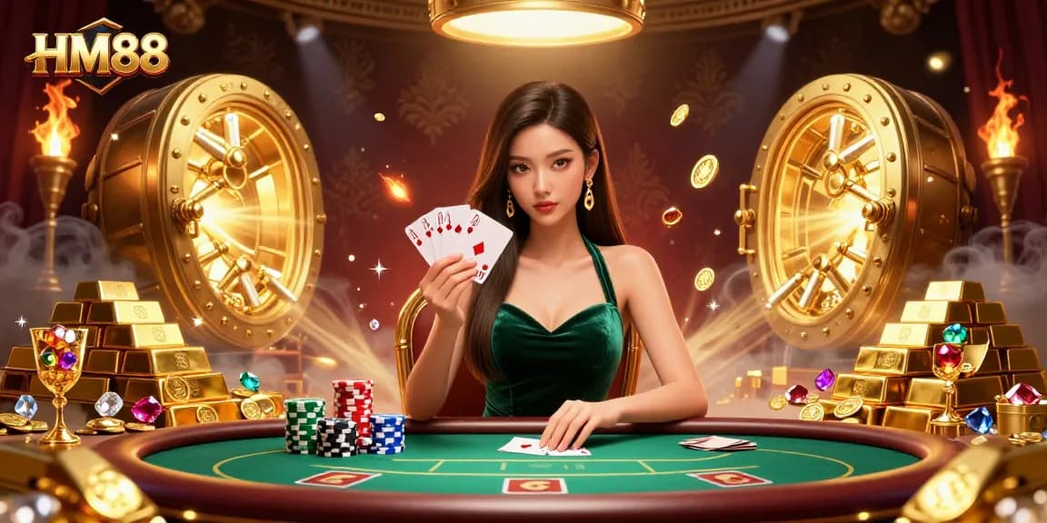 Experience the thrills of gaming at HM88, featuring a stylish poker scene overflowing with riches.