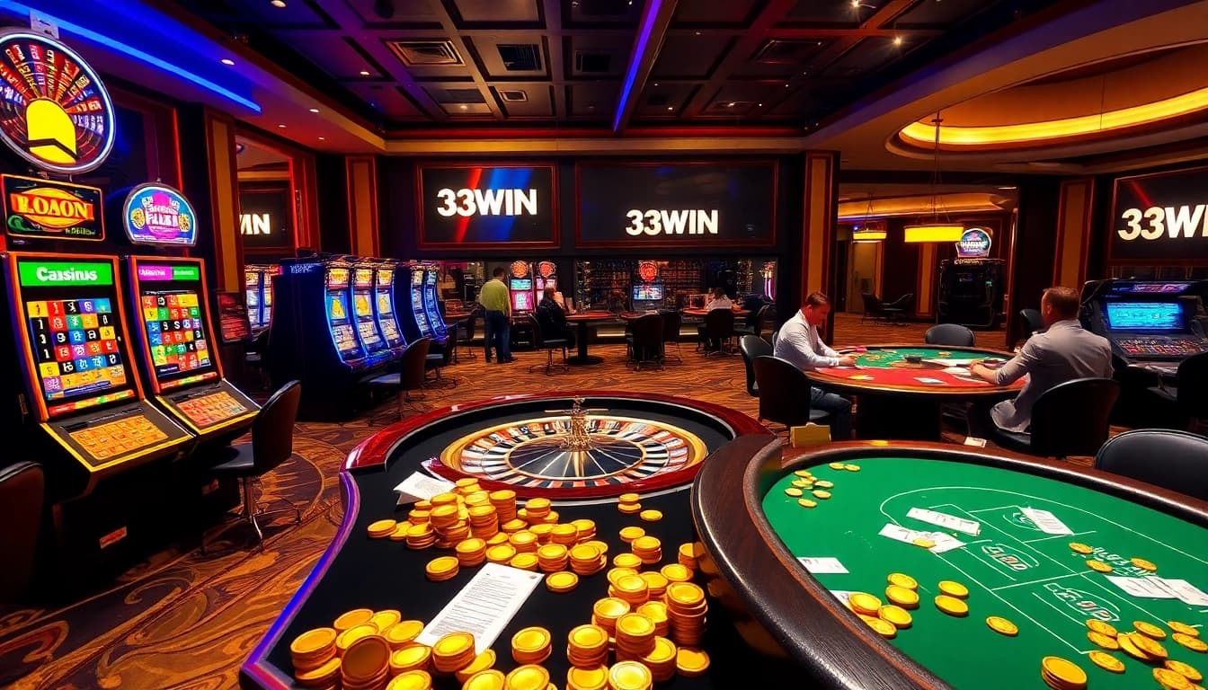 Engaging players at a luxurious casino table featuring the 33WIN betting experience.