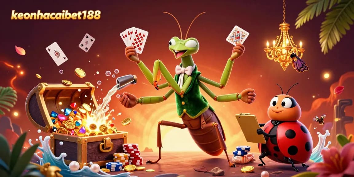 Experience the thrill of keonhacaibet188 with dramatic casino scenes and vibrant 3D characters.