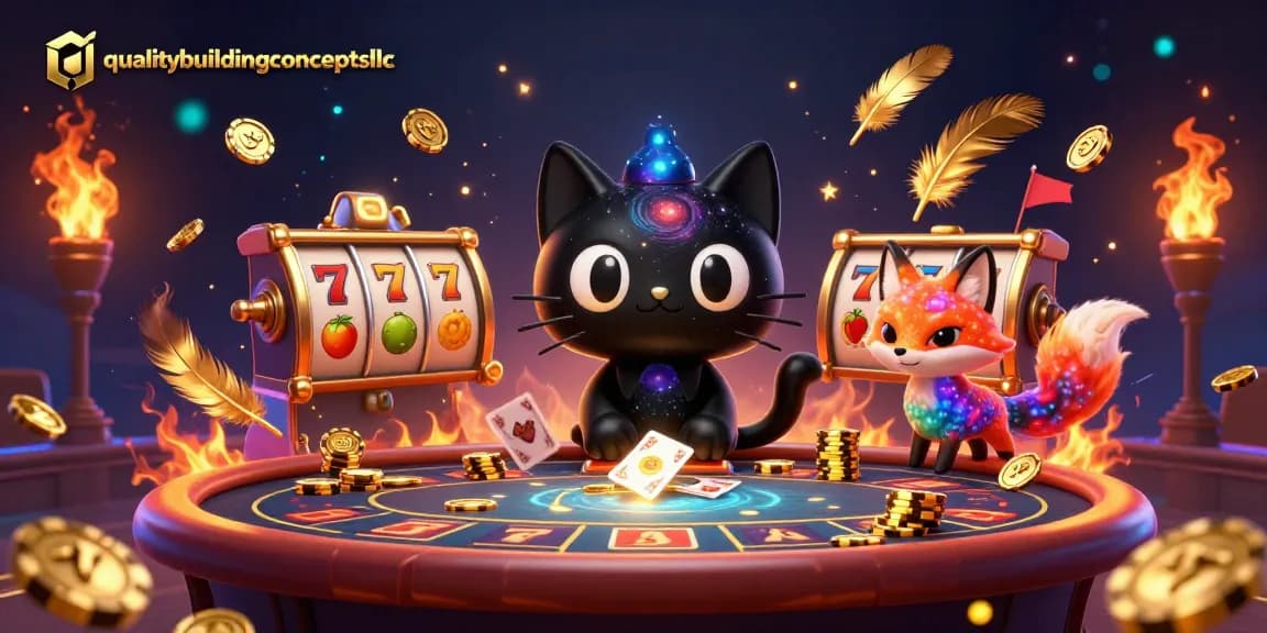 Qualitybuildingconceptsllc tracks winnings at a cosmically themed casino table with a black hole cat.