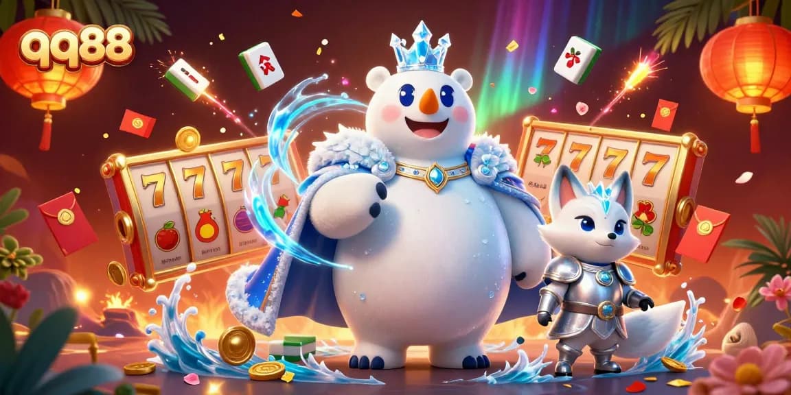 Experience the thrill with qq88's vibrant casino illustration showcasing action-packed gambling elements.