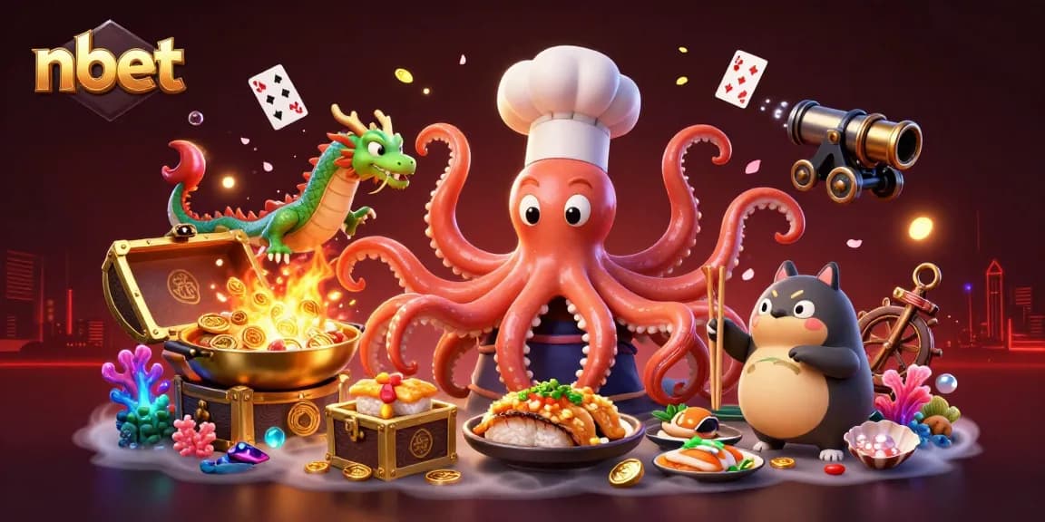 Engage with nbet's thrilling casino experience as the octopus chef showcases gourmet dishes.