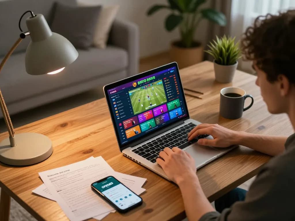 Engaging in online betting at OPEN88 with a vibrant sports betting interface and cozy home atmosphere.