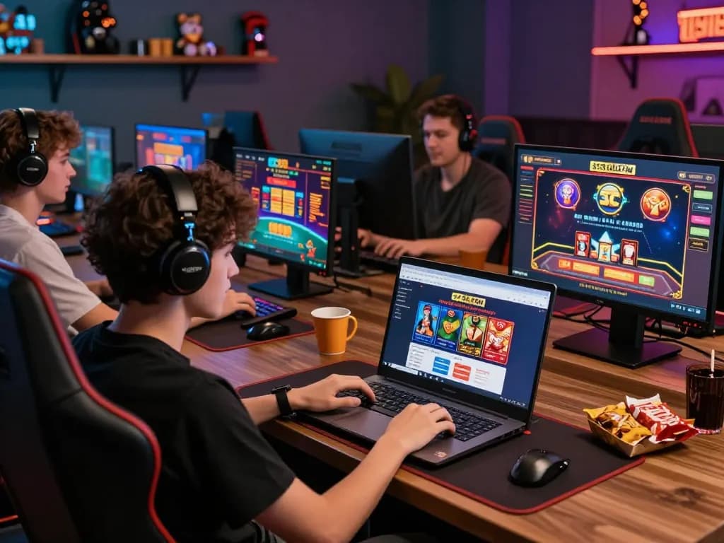 Players enjoying a diverse selection of casino games on SC88.COM in a vibrant, cozy gaming environment.