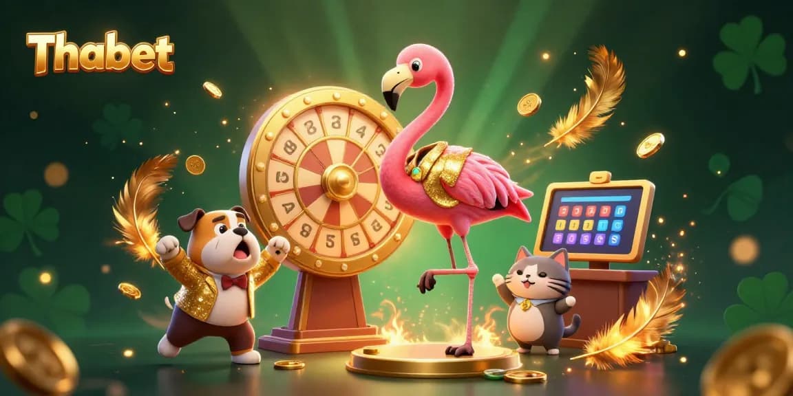 Engage in thrilling gameplay at Thabet with vibrant casino scenes showcasing games and excitement.