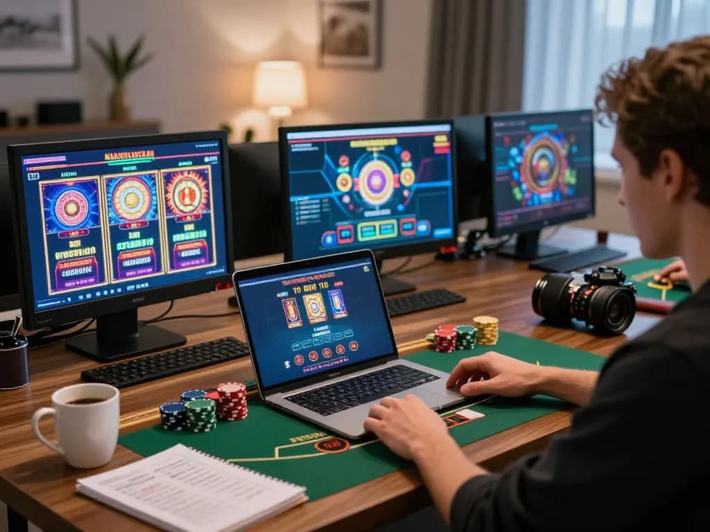 Player engaging with lc88 blackjack game on laptop in cozy home setup, enhancing gaming experience