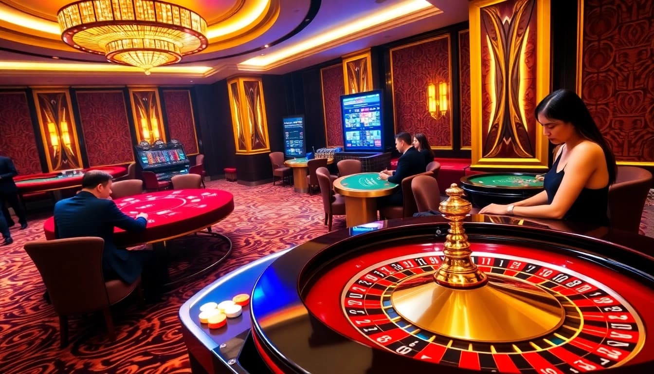Engaging players at 88vv casino with thrilling roulette and poker table action.