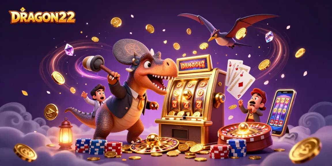Experience the thrill of winning with DRAGON222 as a pachycephalosaurus activates a golden slot machine!