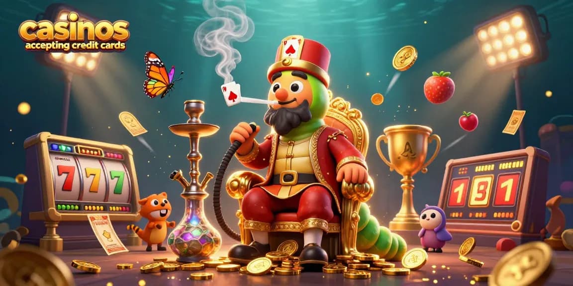 Experience the excitement of casinos accepting credit cards with a vibrant 3D casino scene filled with game elements.