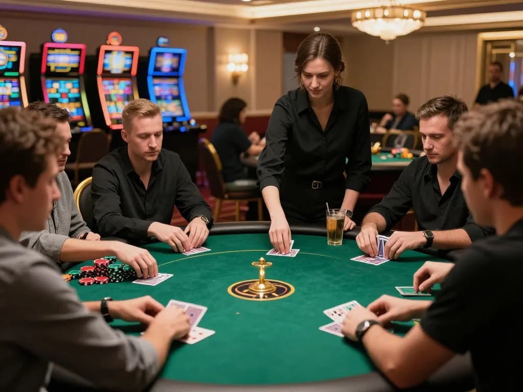 Players engaging in an intense poker game at 789bet's elegant casino setting.