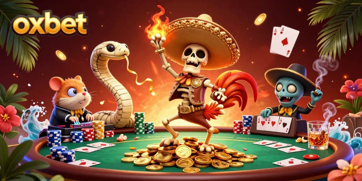 Experience the excitement with oxbet's vibrant 3D scene of gambling characters and rich game elements.