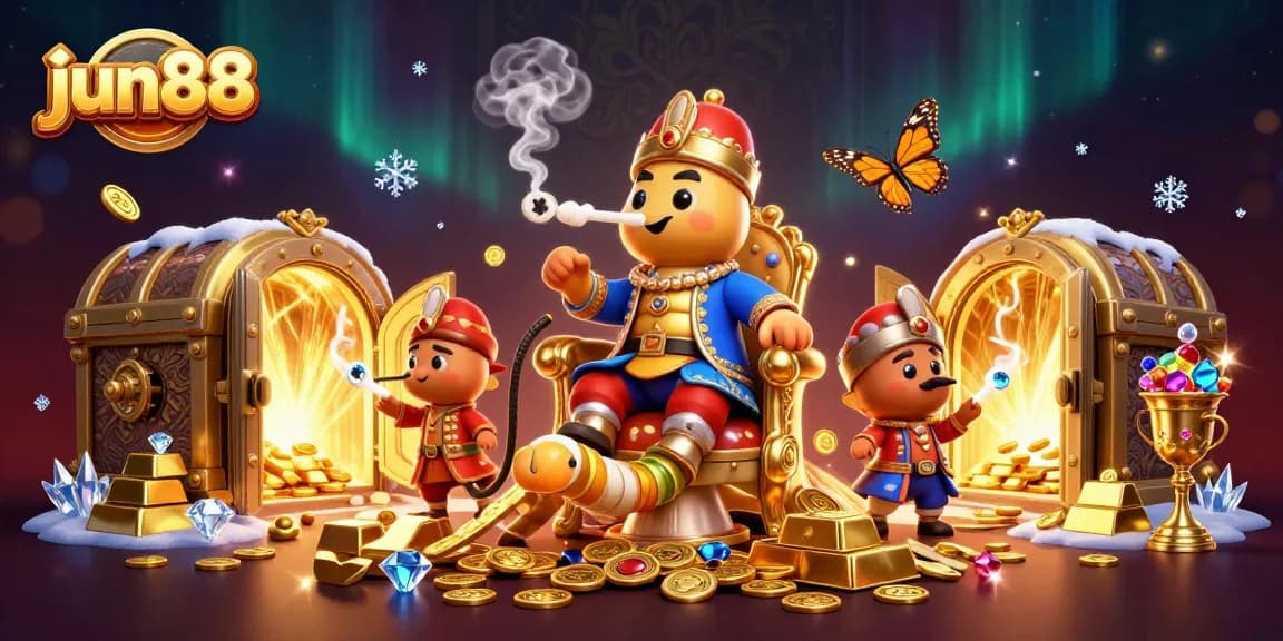 Experience the excitement of jun88's vibrant casino atmosphere with a captivating 3D illustration.