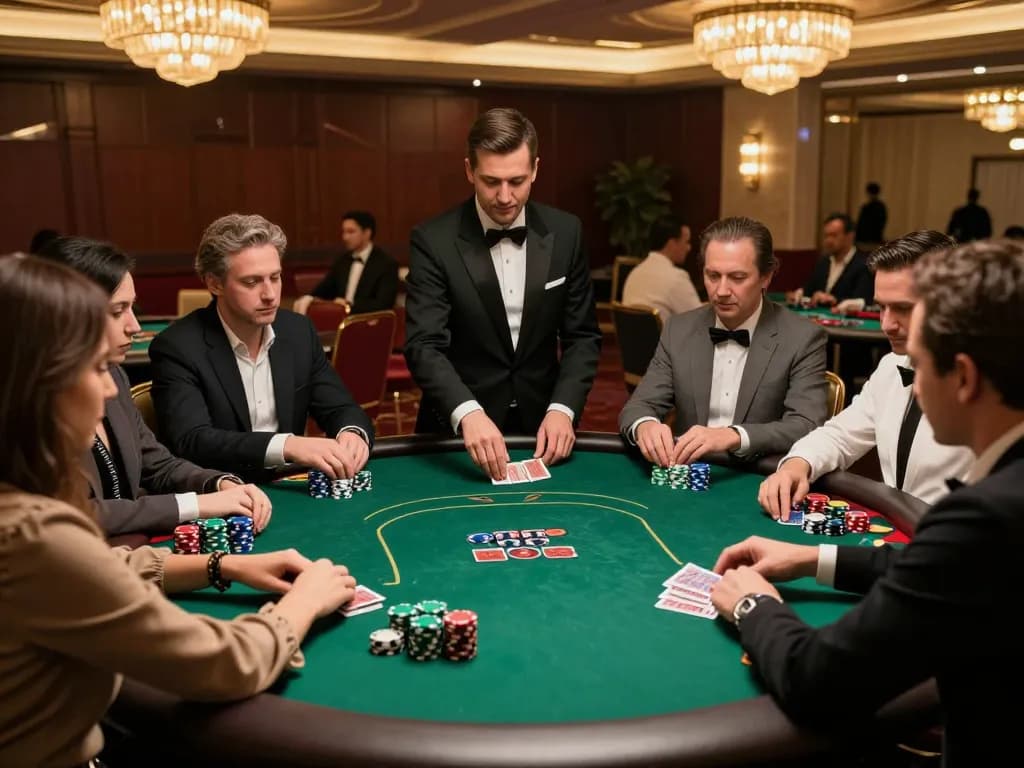 B52CLUB poker table scene with engaged players and vibrant green felt, capturing high-stakes gameplay.