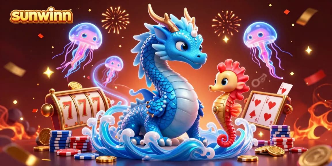 Experience thrilling wins at sunwinn's casino with colorful slot reels and vibrant characters amidst an energetic celebration.