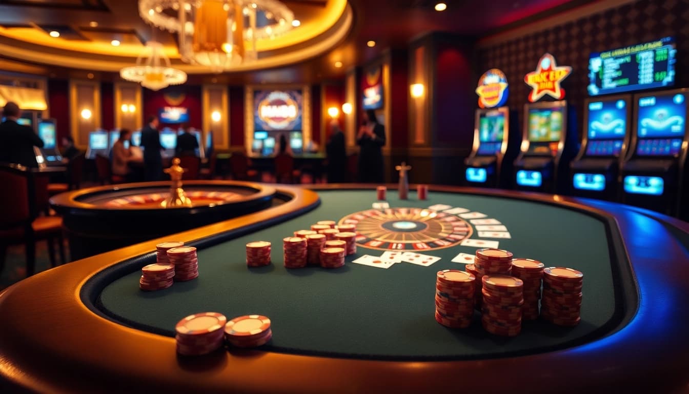 Experience the thrill of MM88 gaming with high-stakes poker, vibrant slot machines, and a lively casino atmosphere.