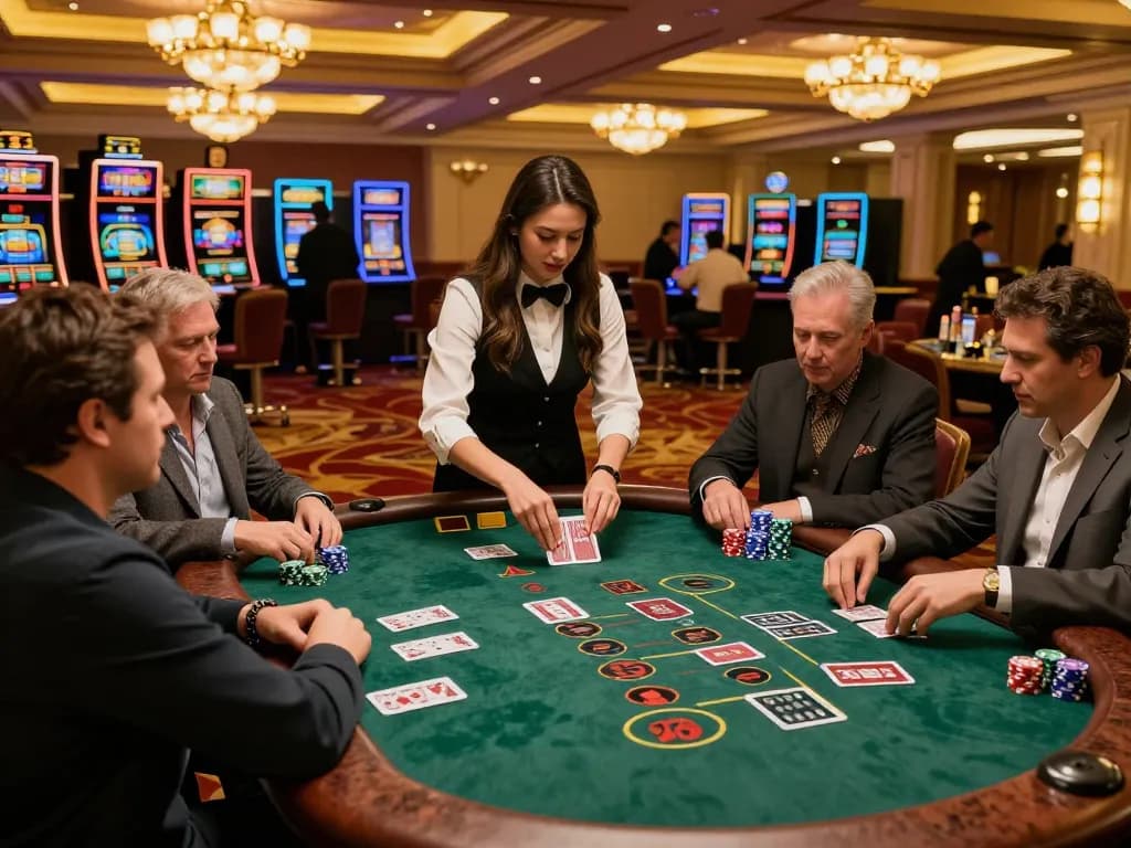 Engaging blackjack gameplay at five 88 casino, players strategizing while dealer deals cards.