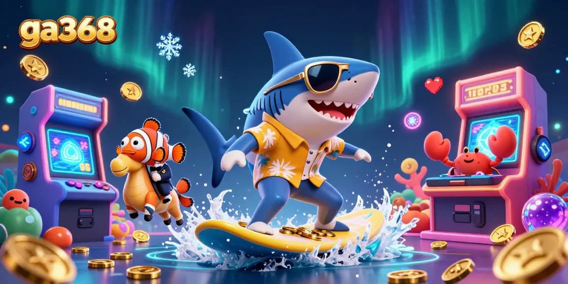 Engage with thrilling ga368 online cockfighting as the hammer-head shark surfs on gold coins.