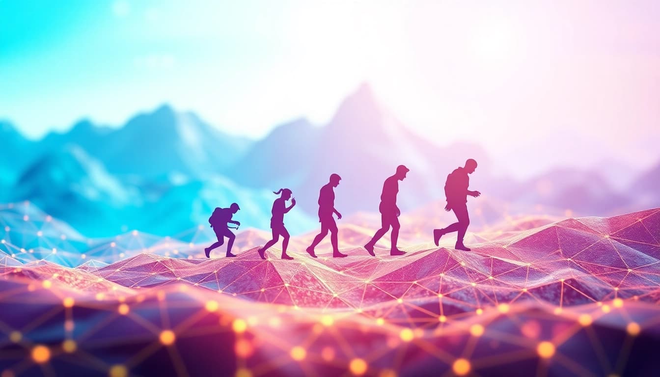 에볼루션 개념의 추상적인 디자인을 사용한 일러스트레이션