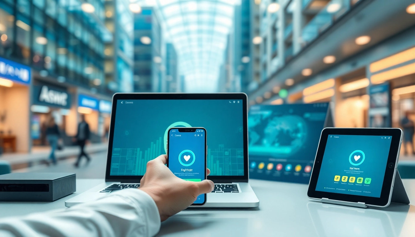 Secure and fast global connectivity illustrated through 快连官网 interface on multiple devices.