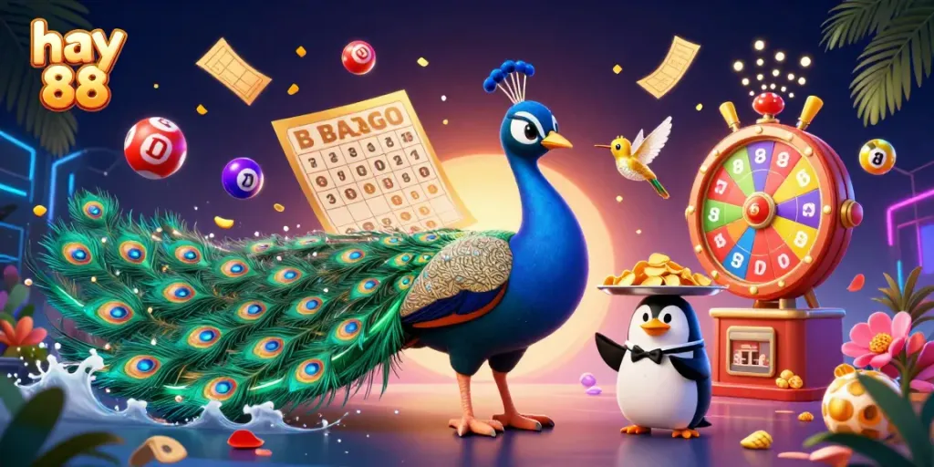 Engaging gambling scene showcasing the vibrant world of hay 88 with colorful elements and festive characters.