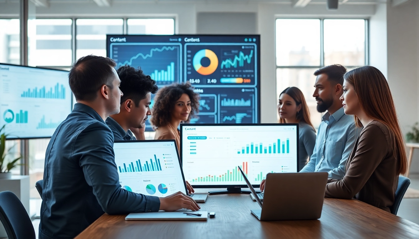 Conducting Content Gap Analysis with team collaboration in a modern office environment.