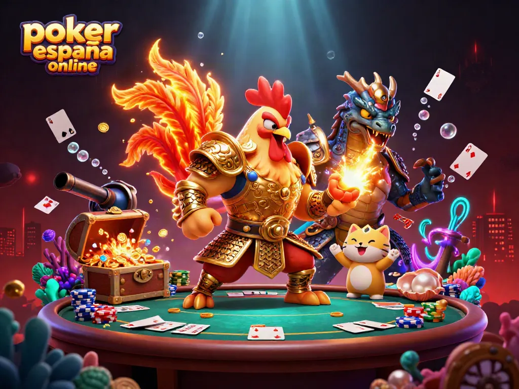 Participa en emocionantes juegos de poker online en España con personajes de guerreros y dragones