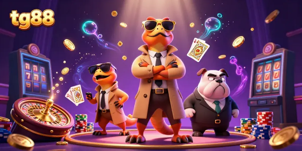 Experience the excitement of tg88 as three cartoon raptors hilariously attempt to enter a VIP casino lounge.