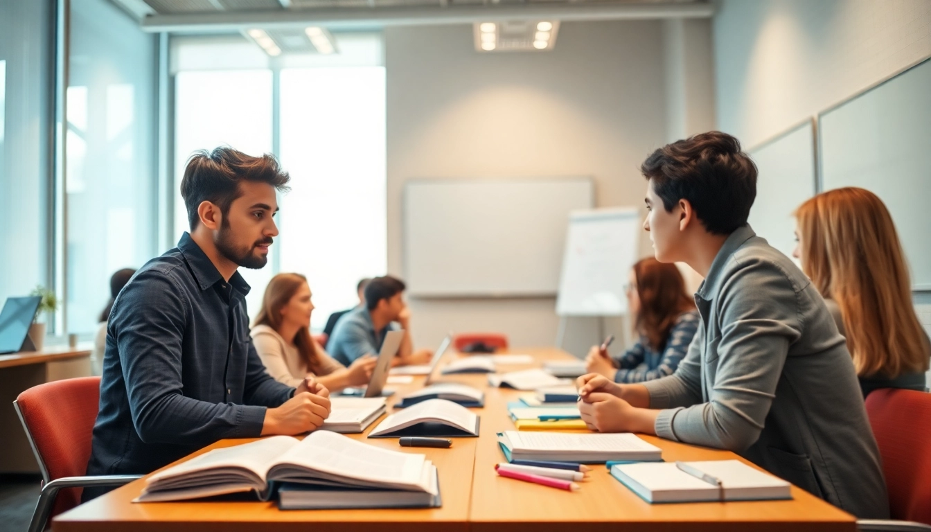 Engaging TOEFL expert help session in a vibrant classroom setting.