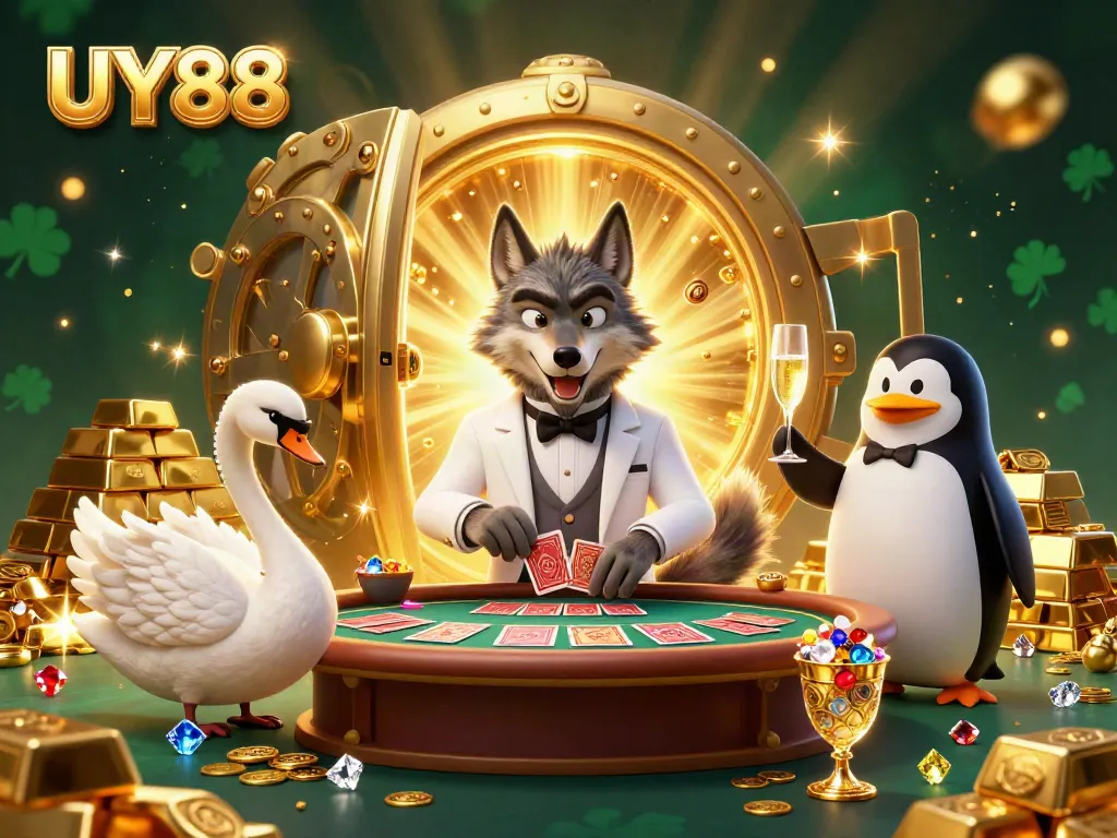 Experience the excitement of UY88 with a lively baccarat scene, showcasing elegance and wealth.