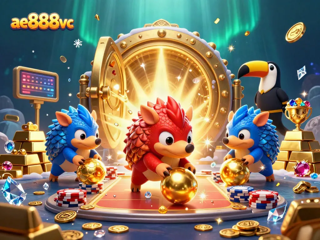 Experience the thrill of online gaming with ae888vc, featuring rival pangolins and dynamic casino elements.