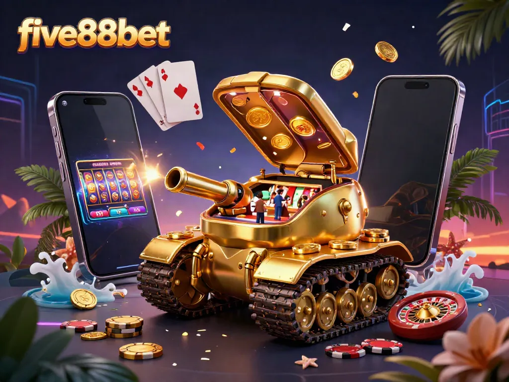 Engage in thrilling gameplay with five88bet, featuring an imaginative casino-themed scene bursting with energy.