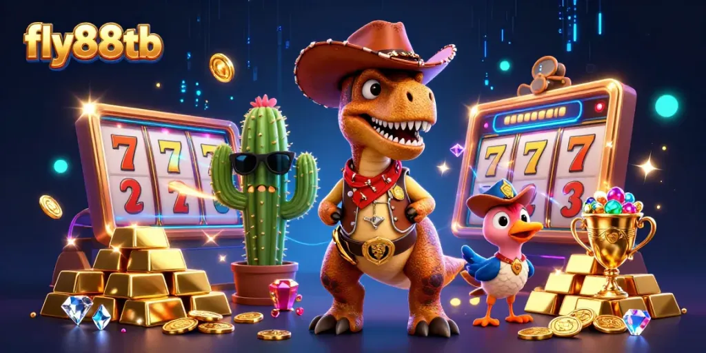 Experience winning thrills at fly88tb with a vibrant casino adventure featuring exciting slot reels and dynamic characters!