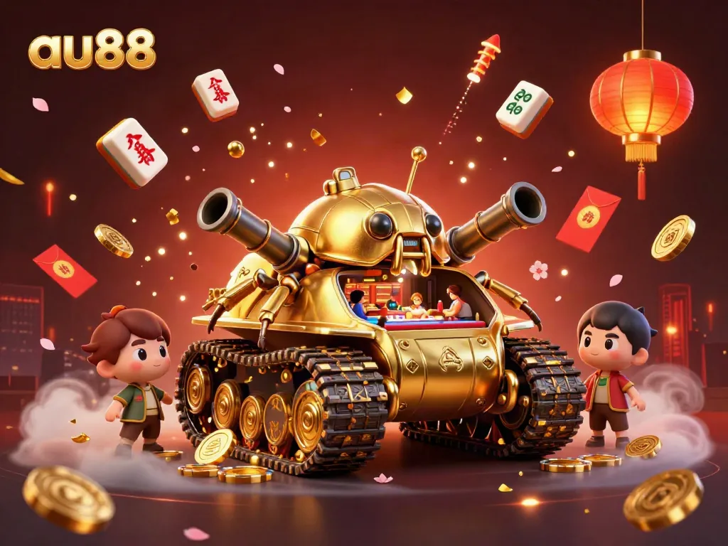 Experience the dynamic and thrilling world of au88 with a vibrant illustration of a casino-themed golden beetle tank.