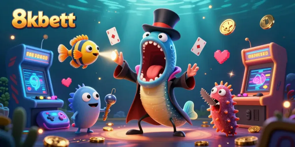 Experience the thrill of gaming at 8xbett with a vibrant underwater casino scene featuring unique sea creatures.