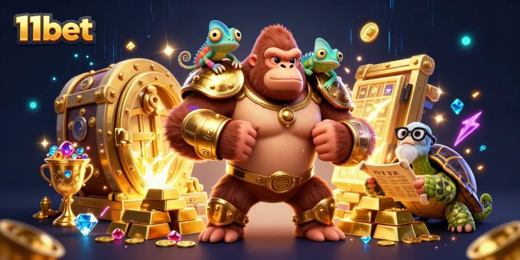 Experience thrilling gaming action with 11bet as a powerful gorilla king rules the casino realm.