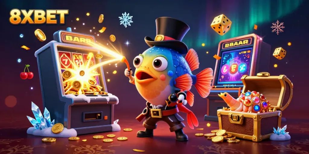Engage in thrilling gameplay at 8XBET with vibrant casino elements and dynamic characters.