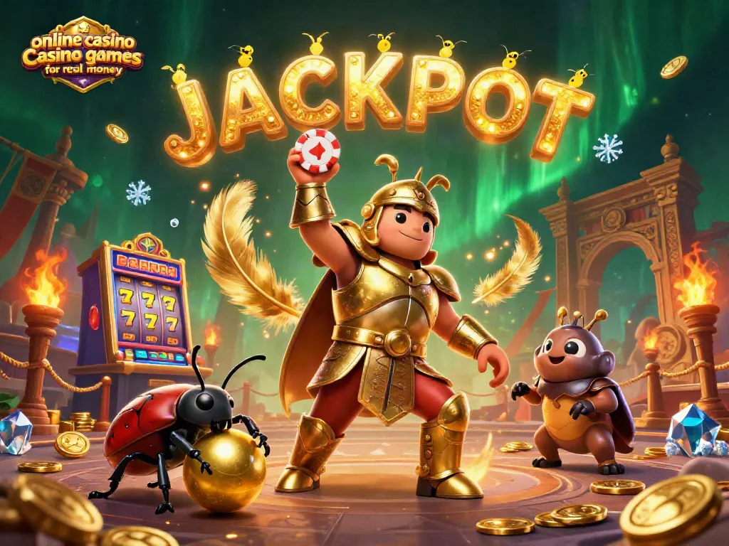 Experience thrilling online casino games for real money with engaging characters and casino elements in this dynamic illustration.