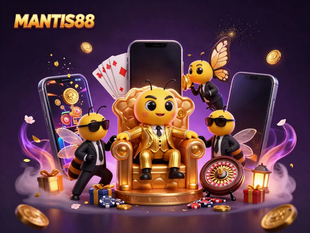 Experience thrilling gameplay on MANTIS88 with engaging content featuring a cartoon bee mob boss.