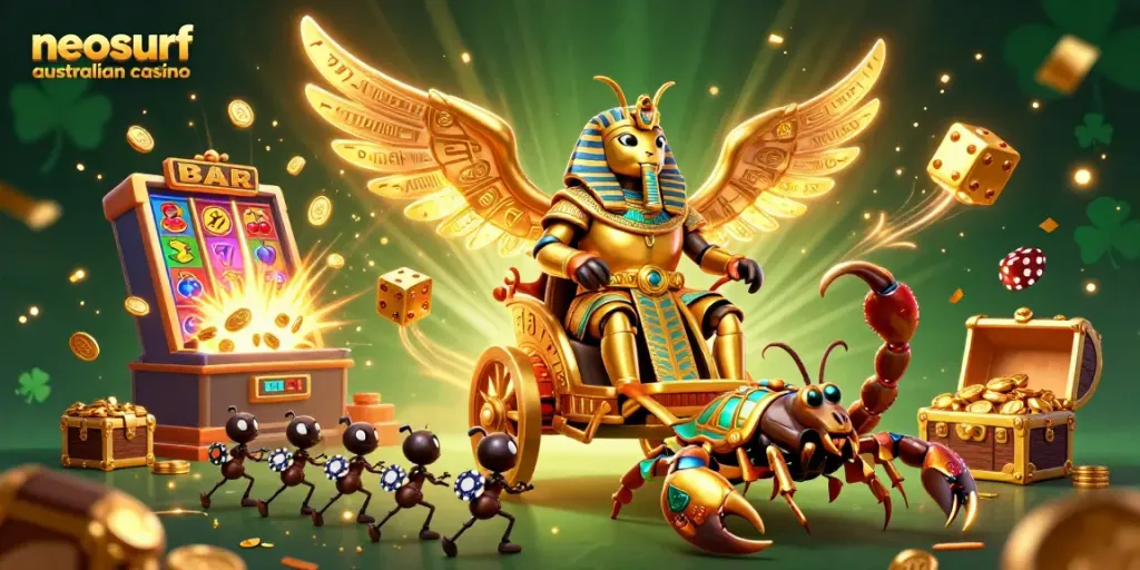 Engage in thrilling gameplay at neosurf australian casino with vibrant symbols and dynamic gaming elements.