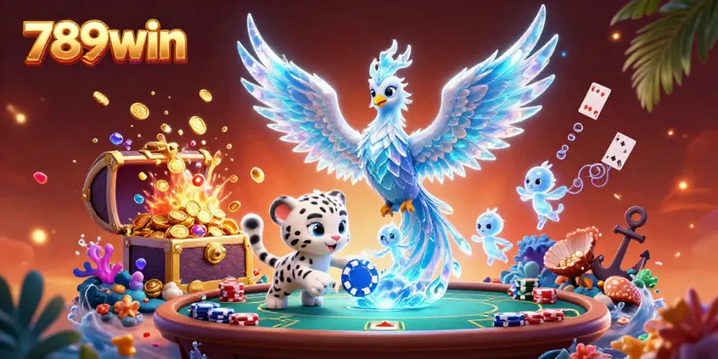 Experience thrilling gameplay at 789win with an enchanting 3D casino illustration featuring lively characters and casino elements.