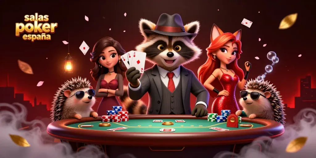 Partidas emocionantes en las salas de poker en línea en España con divertidos personajes y detalles atractivos.