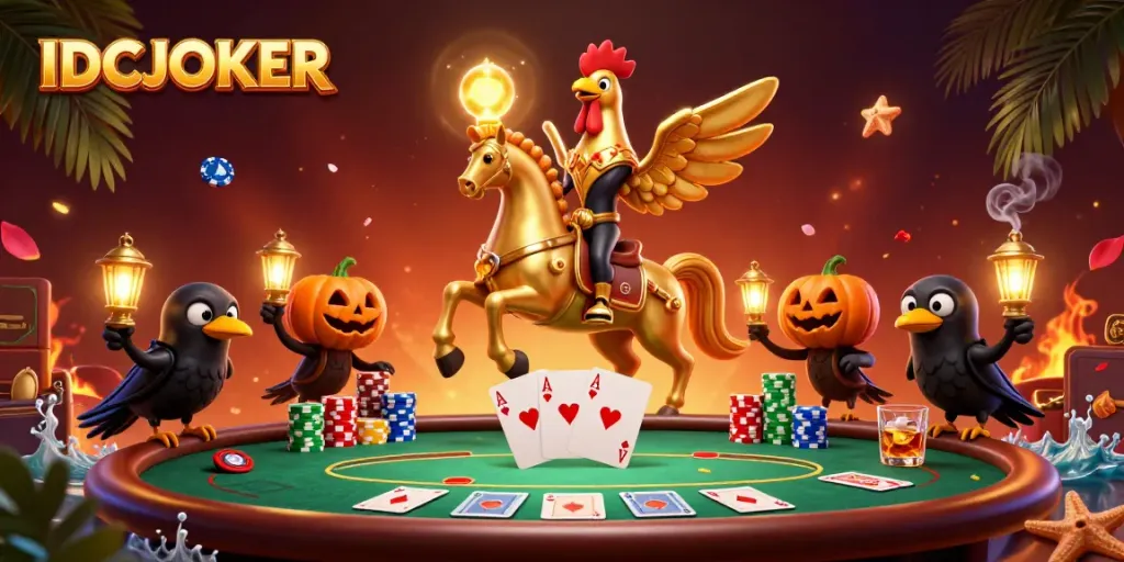 Experience thrilling gameplay at IDCJOKER with a dynamic casino scene showcasing vibrant characters and rich visual detail.