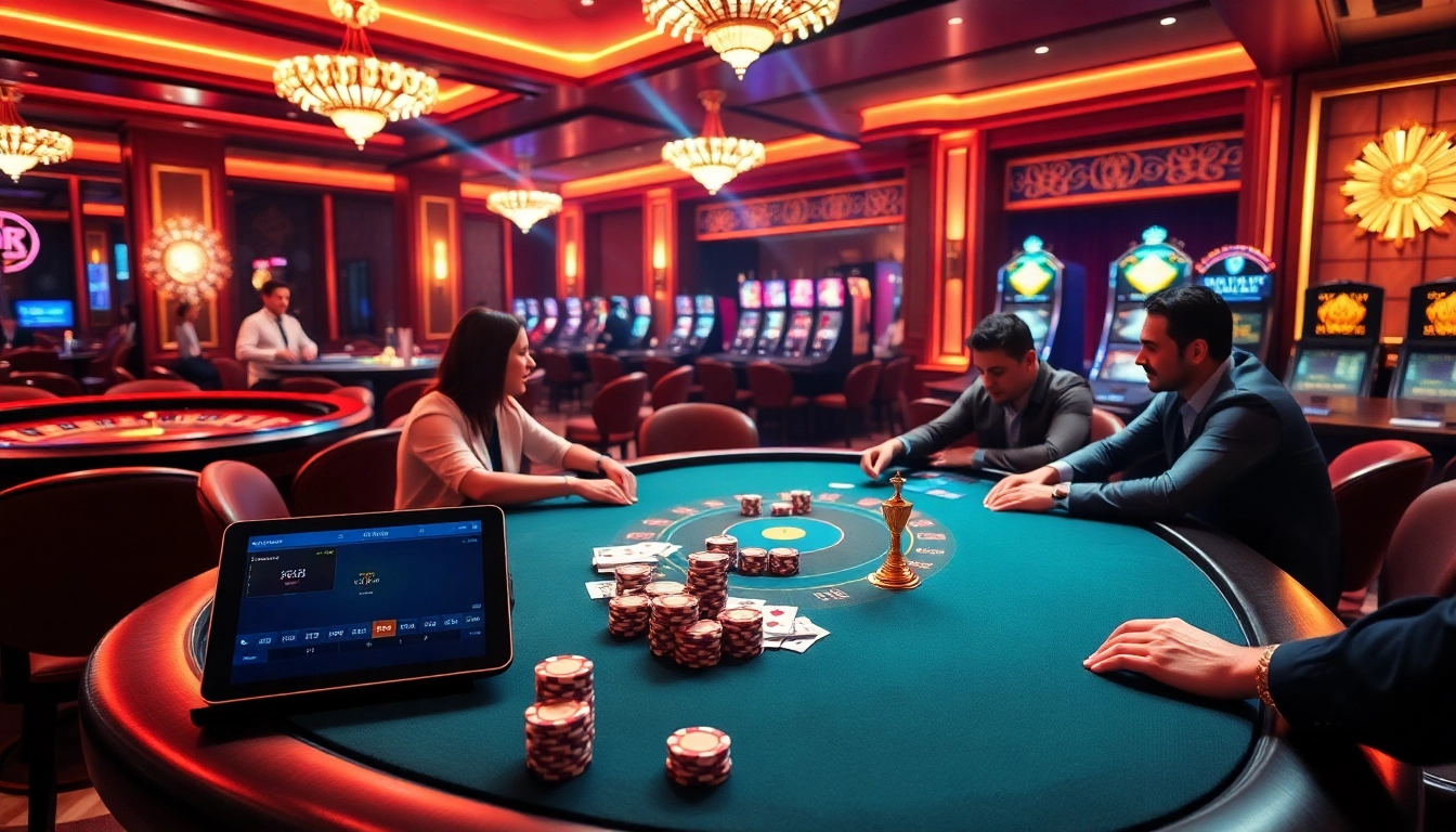 High-stakes poker game scene highlighting the excitement of 8kbet, luxurious setup with chips and cards.