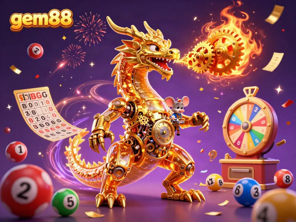 Experience gem88's thrilling selection of games with vibrant lottery elements in an enchanting scene.